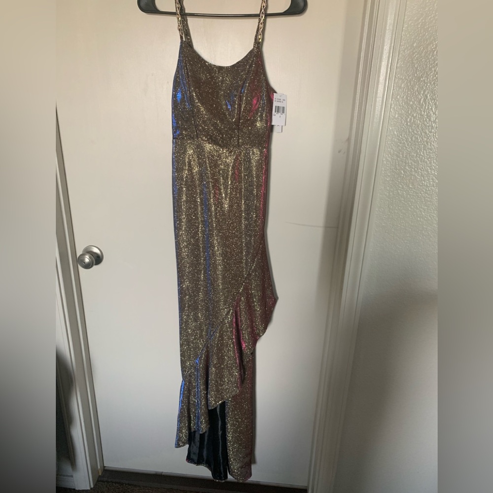 Brown Iridescent Glitter Evening Gown